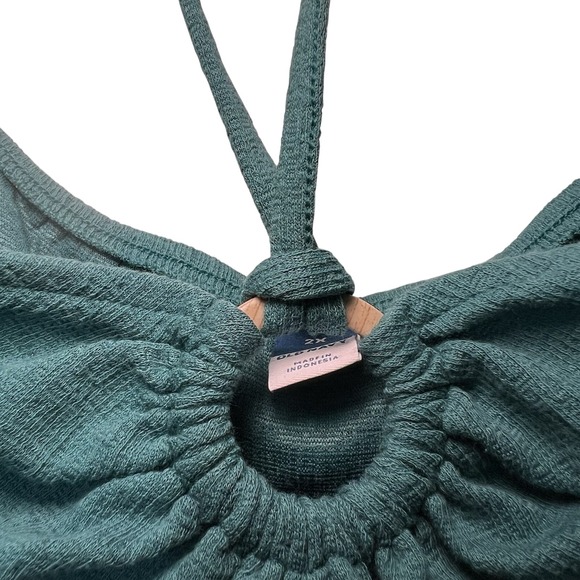 Old Navy Sz Plus 2X Textured O-Ring Halter Teal Romper beach resort cruise boho - Picture 5 of 8